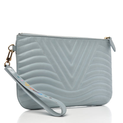 Louis Vuitton Calfskin New Wave Zipped Pochette Porcelain Blue 3 of 6