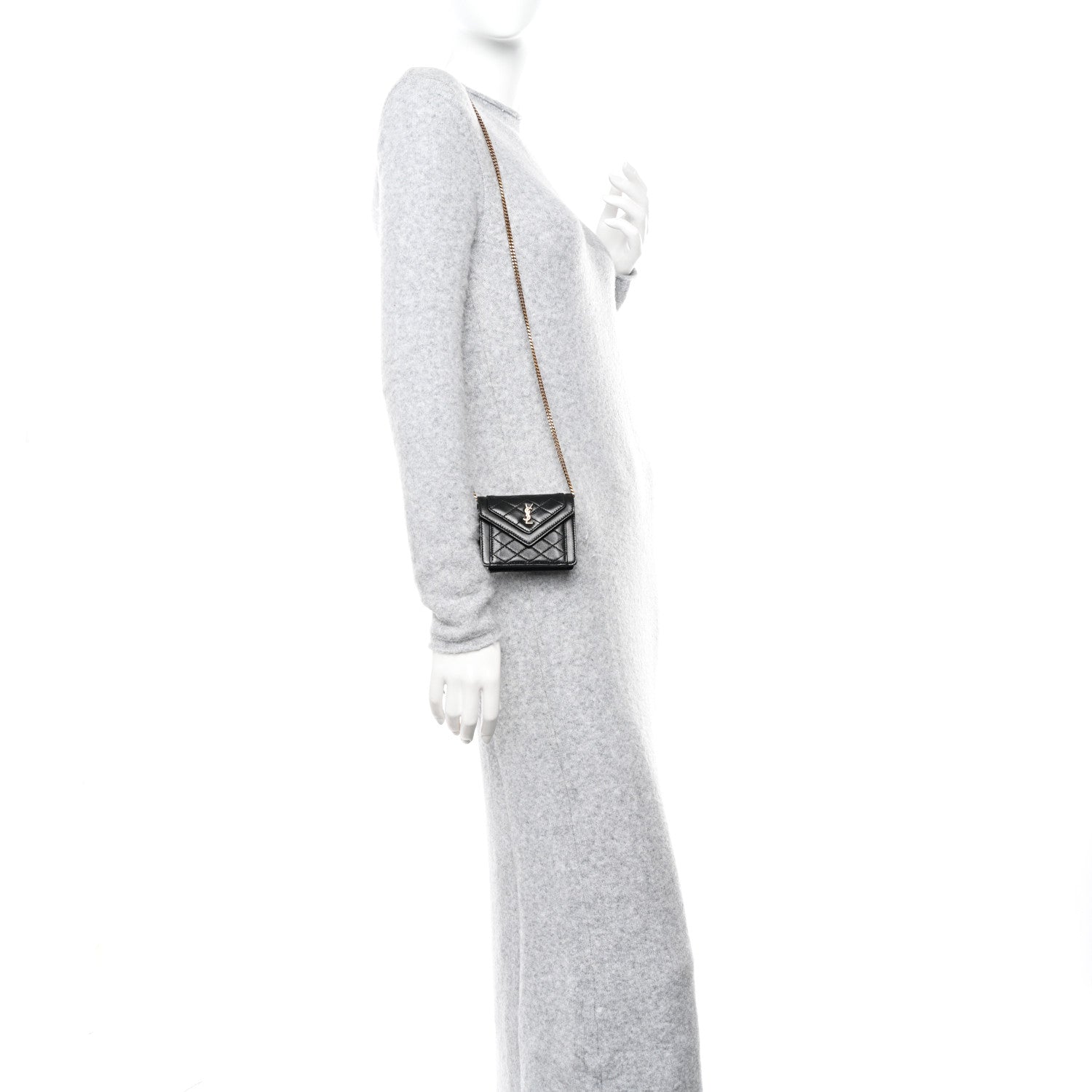 Saint Laurent Lambskin Quilted Micro Gaby Bag Black 2 of 10