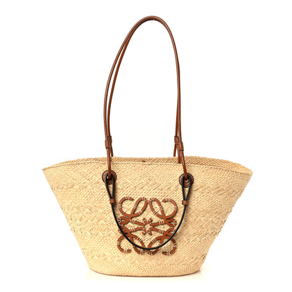 Loewe Calfskin Raffia Medium Anagram Basket Tote Bag Natural Tan 1 of 9