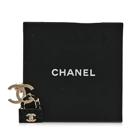 Chanel Metal Enamel CC Quilted Flap Brooch Gold Black 5 of 5