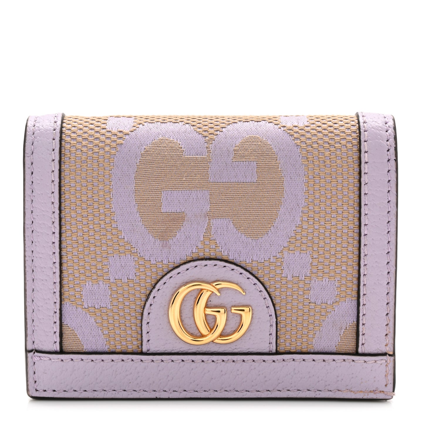 Monogram Jumbo GG Textured Dollar Calfskin Ophidia Card Case Beige Lapis