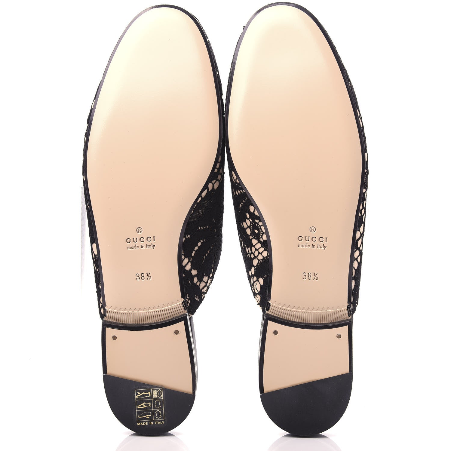 Gucci Lace Malaga Kid Womens Princetown Slippers 38.5 Black Skin Rose 6 of 11