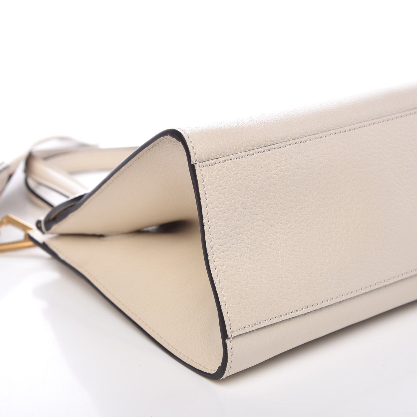 Grained Calfskin Web Stripe Butterfly Medium Totem Top Handle Bag White