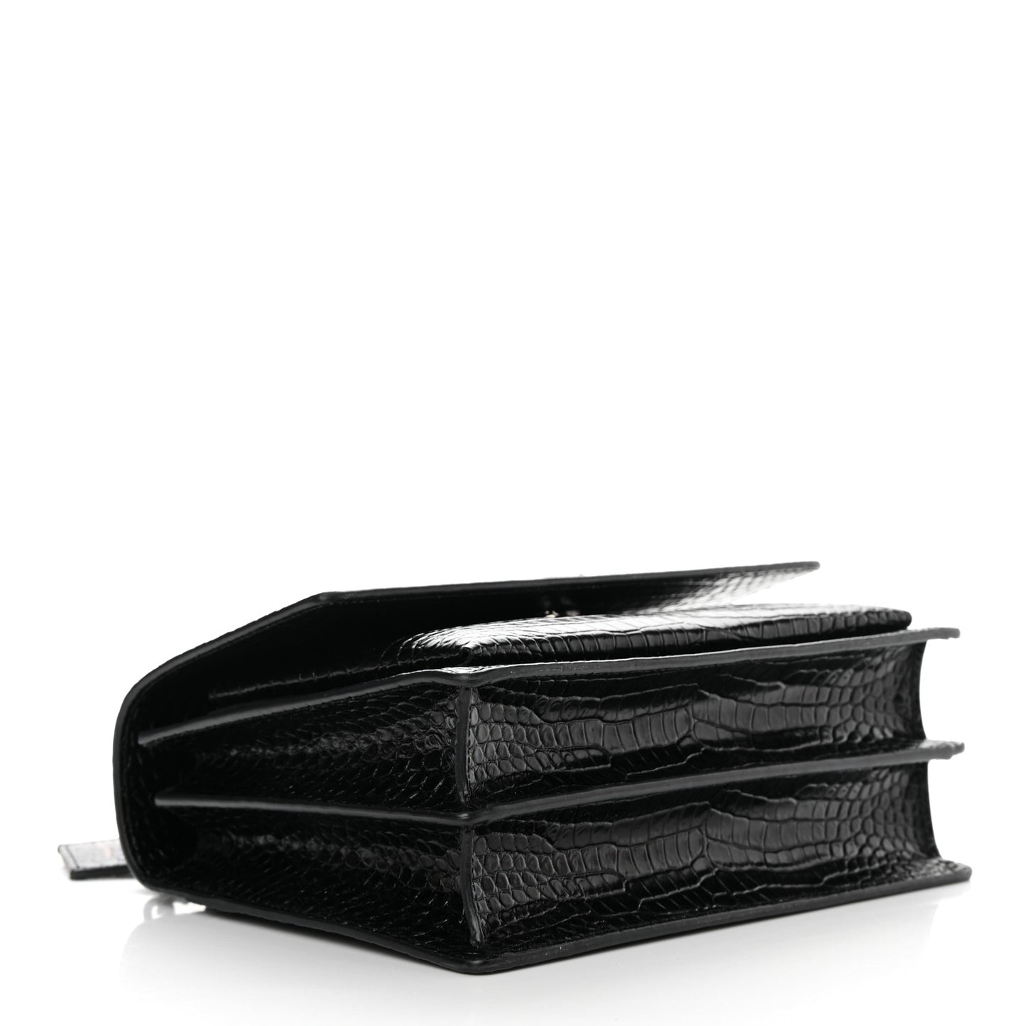 Calfskin Crocodile Embossed Medium Monochrome Monogram Sunset Black