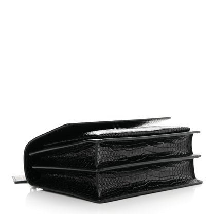 Saint Laurent Calfskin Crocodile Embossed Medium Monochrome Monogram Sunset Black 3 of 12