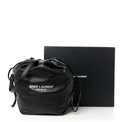 Saint Laurent Lambskin Teddy Drawstring Bag Black 14 of 14