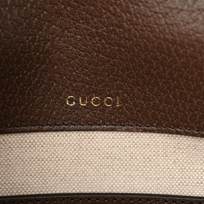 Gucci Monogram Jumbo GG Textured Dollar Calfskin Web Mini Horsebit 1955 Shoulder Bag Camel Ebony New Acero 7 of 11