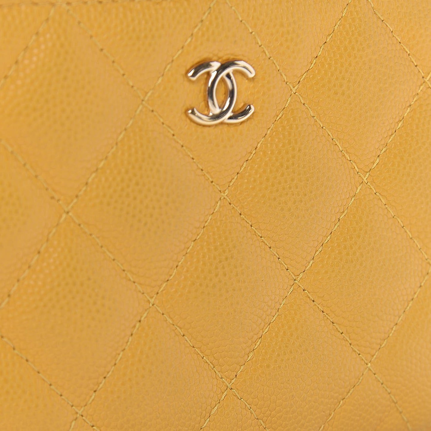 Caviar Quilted Small Cosmetic Case Yellow