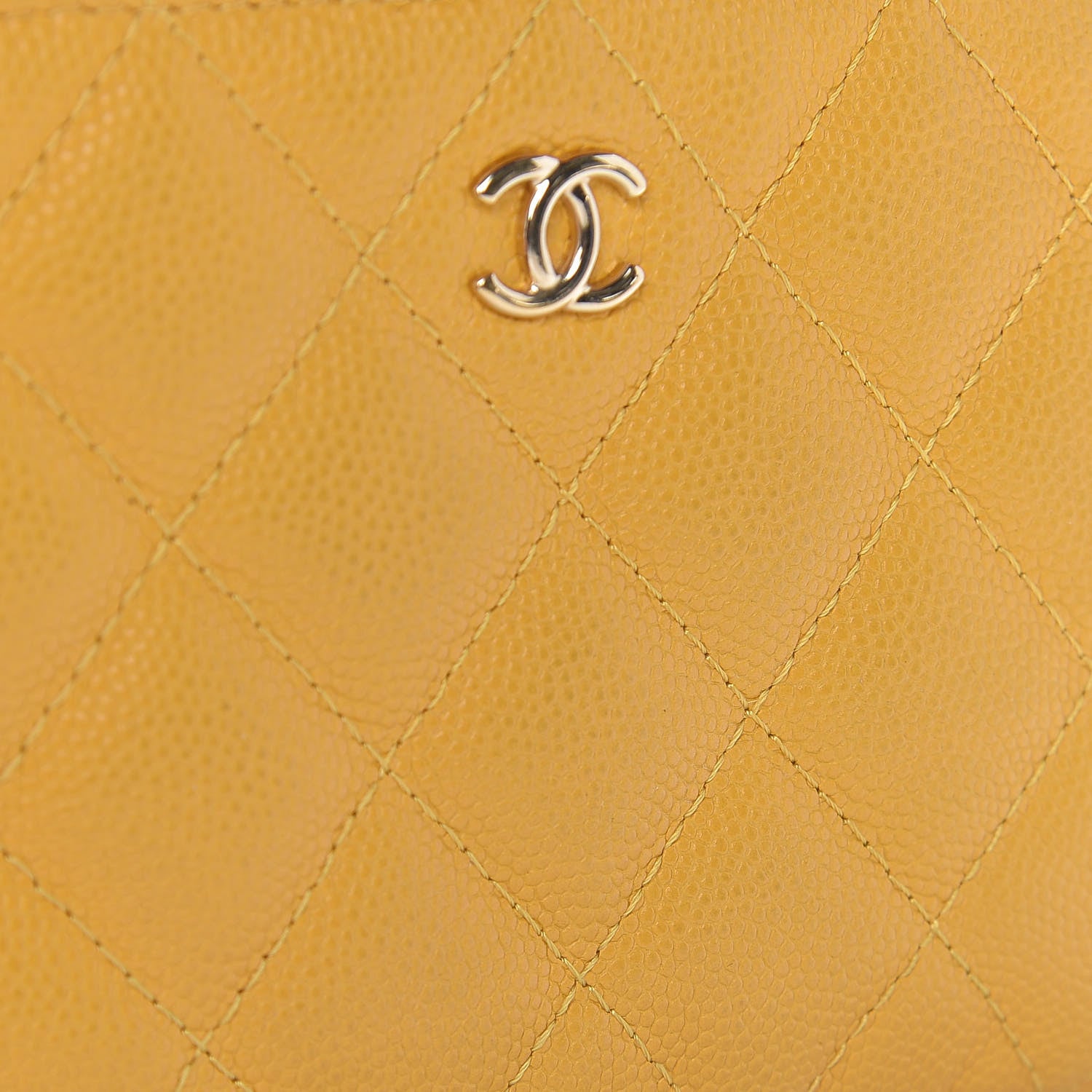 Chanel Caviar Quilted Small Cosmetic Case Yellow 8 of 11