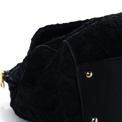 Dolce & Gabbana Calfskin Lace Miss Sicily Satchel Black 8 of 14