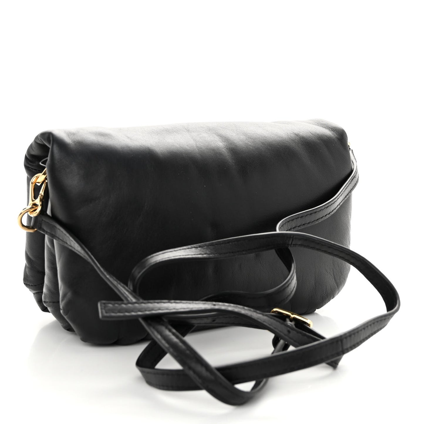 Shiny Nappa Lambskin Mini Goya Puffer Bag Black