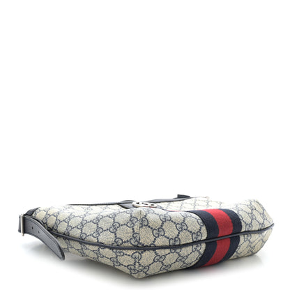 Gucci GG Supreme Monogram Textured Dollar Calfskin Web Small Ophidia Half Moon Hobo Beige Blue 4 of 10