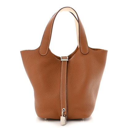 Hermes Taurillon Clemence Swift Eclat Picotin Lock 18 PM Gold Nata 1 of 12
