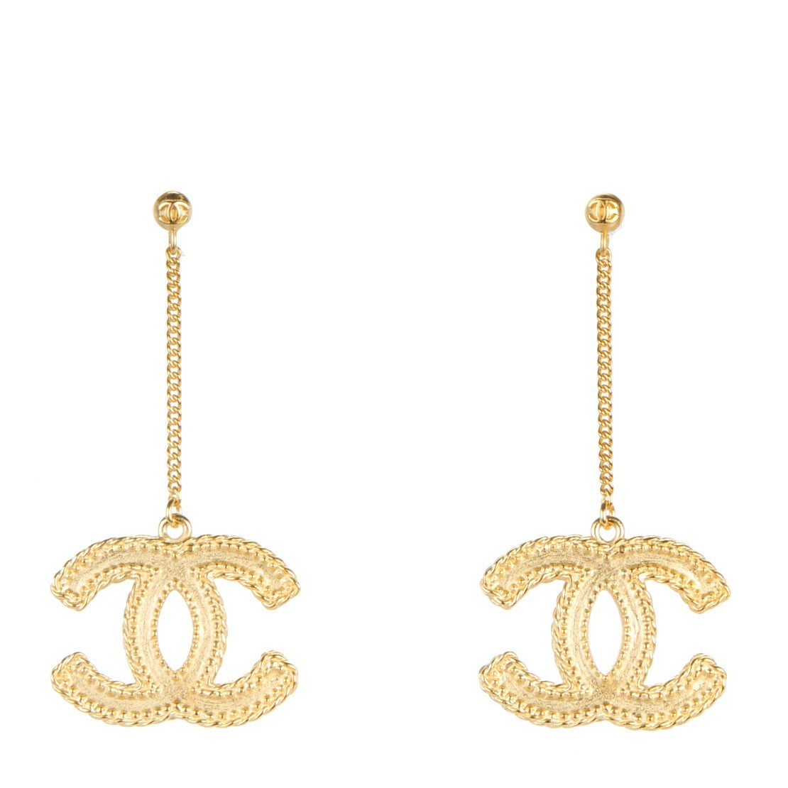 Chanel CC Drop Earrings Matte Gold 1 of 5