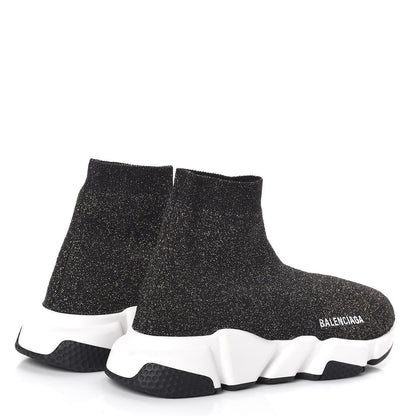 Balenciaga Knit Metal Womens Speed Sneakers 38 Black Gold 4 of 7