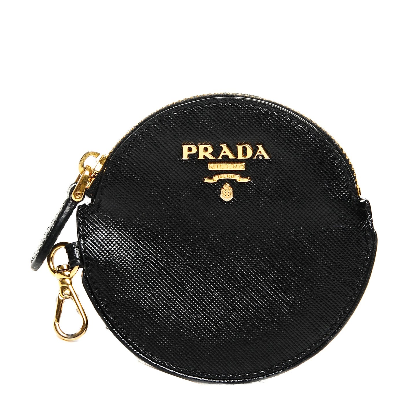 Saffiano Metal Round Coin Purse Nero Black