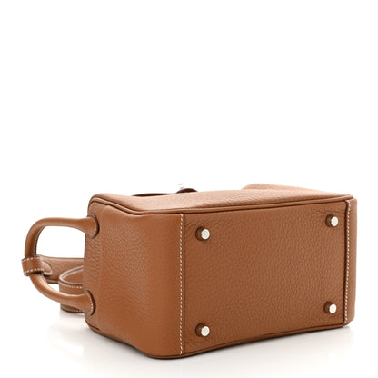 Hermes Taurillon Clemence Mini Lindy 20 Gold 4 of 11