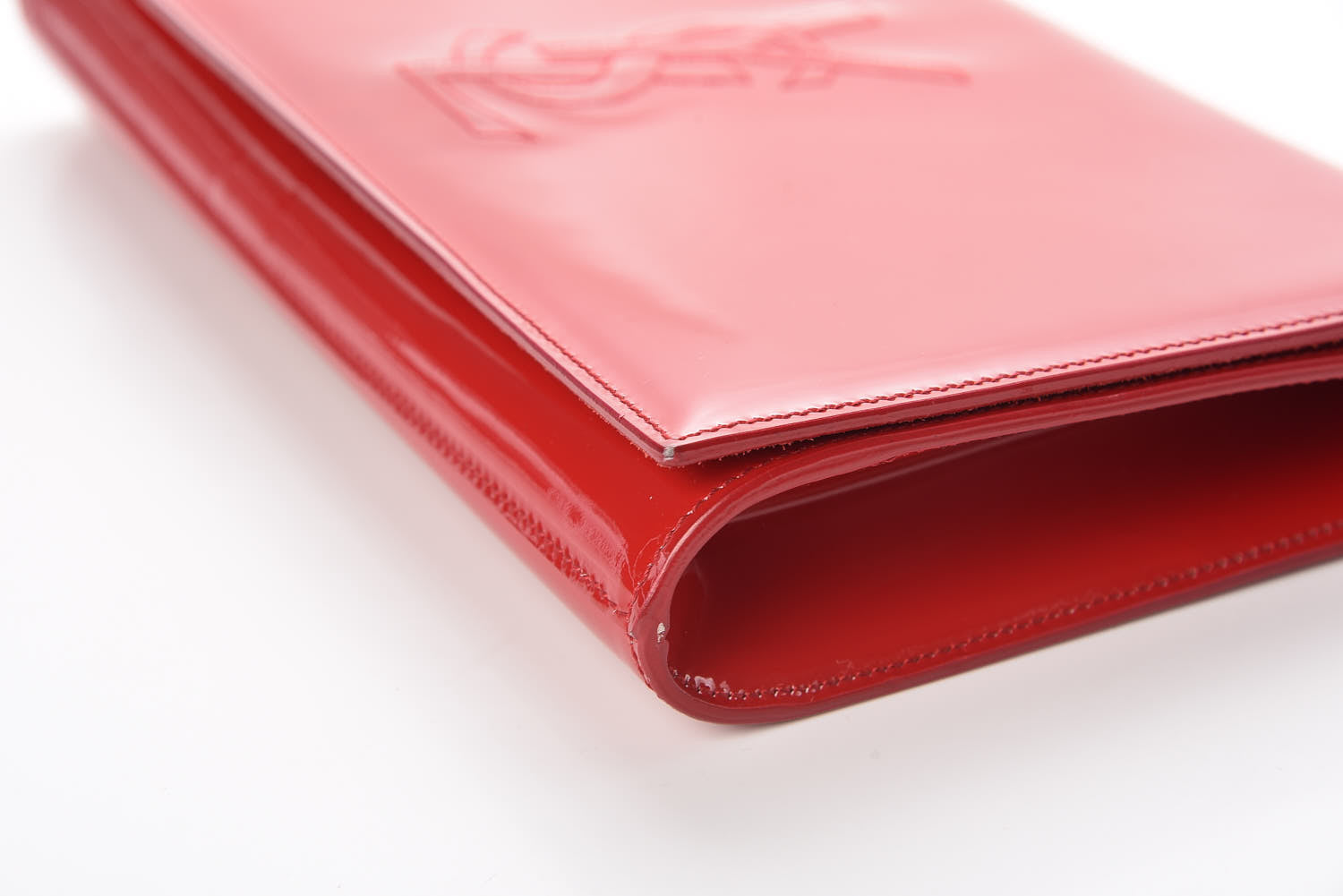 Saint Laurent Patent Monogram Large Belle De Jour Clutch Red 8 of 9