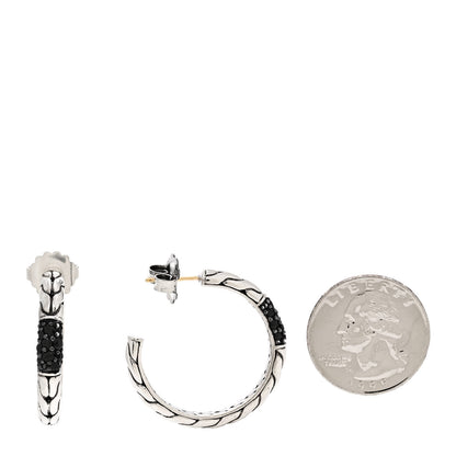 John Hardy Sterling Silver Black Sapphire Hoop Earrings 2 of 5