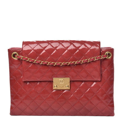 Chanel Patent Goatskin Quilted 3 Pocket Accordion Flap Red 1 of 11