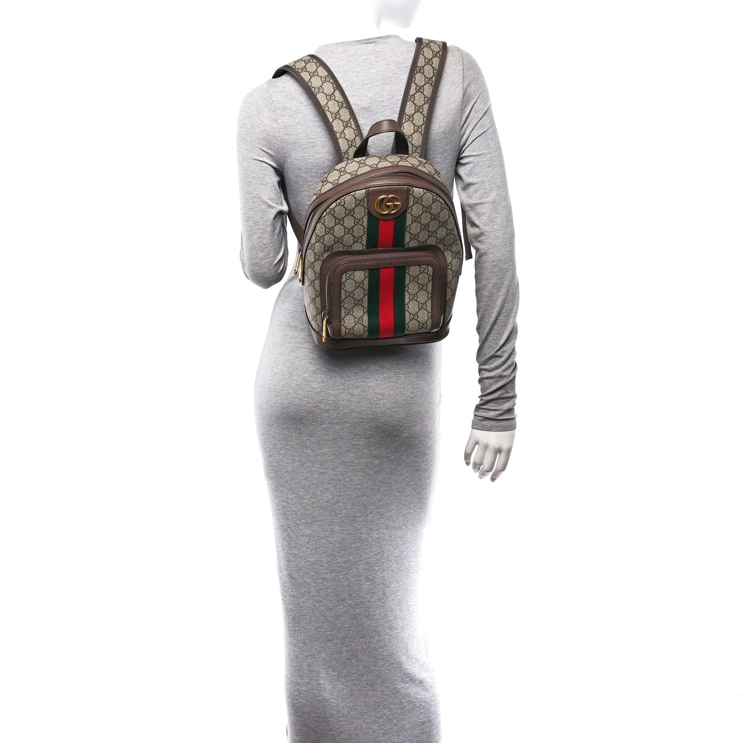 GG Supreme Monogram Calfskin Web Small Ophidia Day BackpacK Beige Ebony New Acero