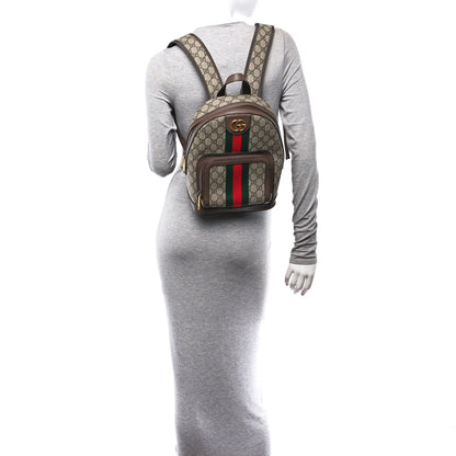 Gucci GG Supreme Monogram Calfskin Web Small Ophidia Day BackpacK Beige Ebony New Acero 3 of 10