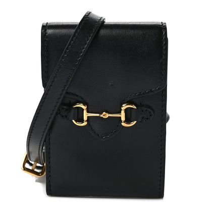 Gucci Boarded Plutone Calfskin Mini Horsebit 1955 Crossbody Bag Black 1 of 9