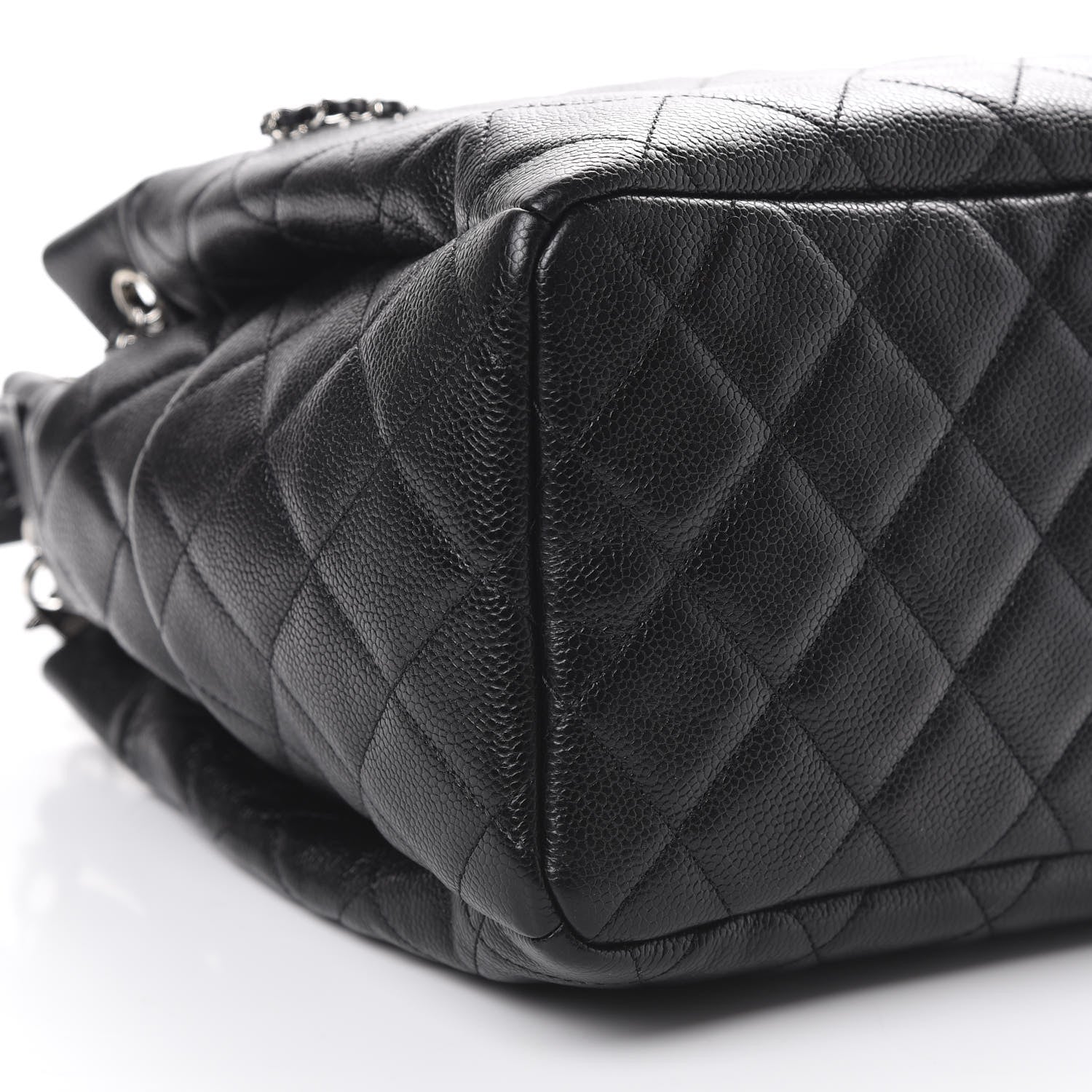 Chanel Grained Calfskin Quilted CC Chain Bucket Drawstring Bag Black 8 of 9