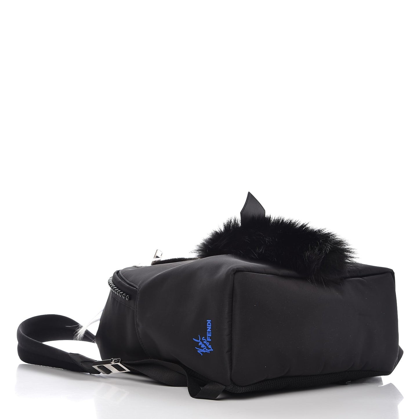 Nylon Vitello Century Mink Fox Goat Fur Studded Karlito Backpack Black Multicolor