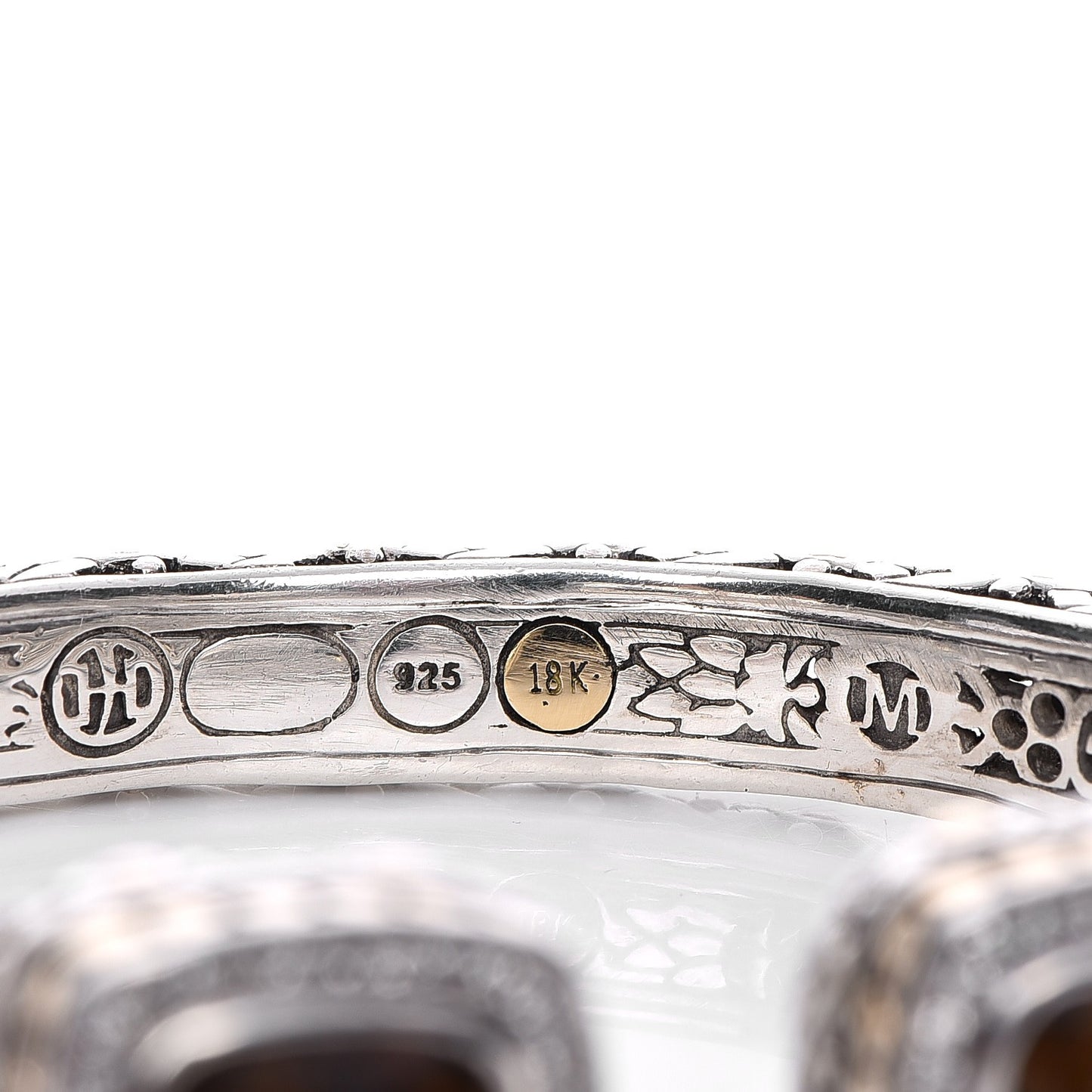 Sterling Silver 18K Yellow Gold Diamond Smoky Quartz Jaisalmer Cuff Bracelet