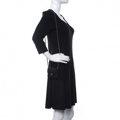 Chanel Caviar Quilted Flap Card Holder On Chain Black 2 of 11