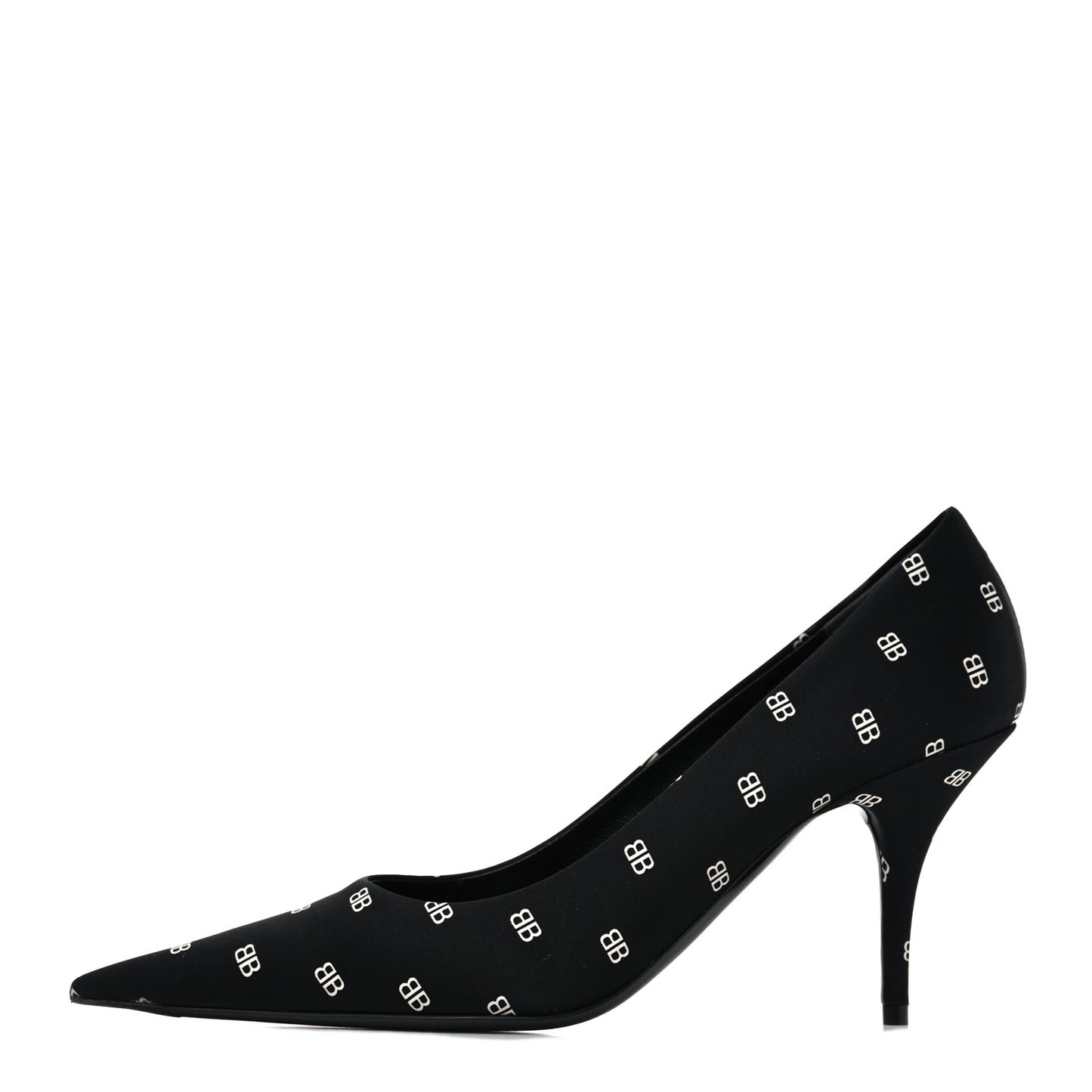 Crepe Satin BB Allover Logo Knife 80mm Pumps 38.5 Black