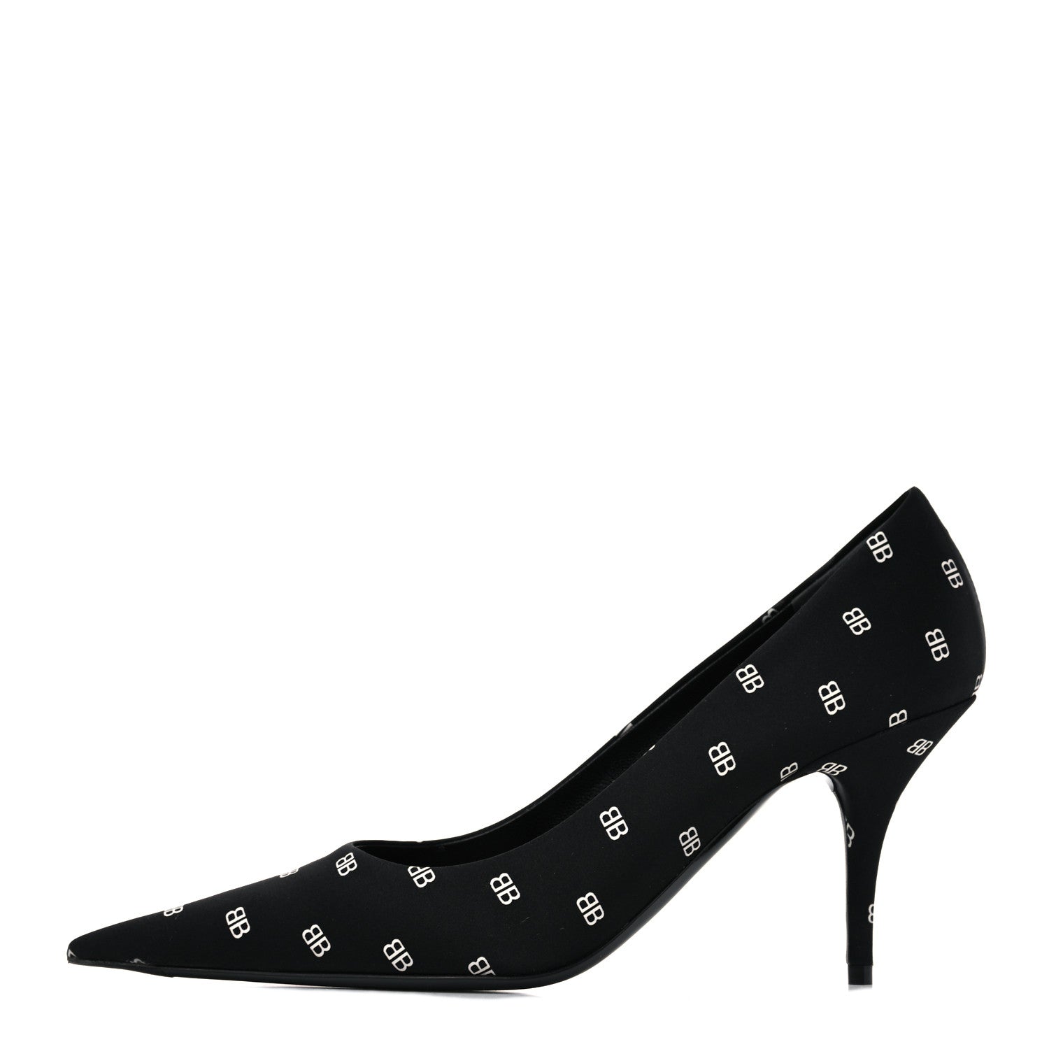 Balenciaga Crepe Satin BB Allover Logo Knife 80mm Pumps 38.5 Black 1 of 9