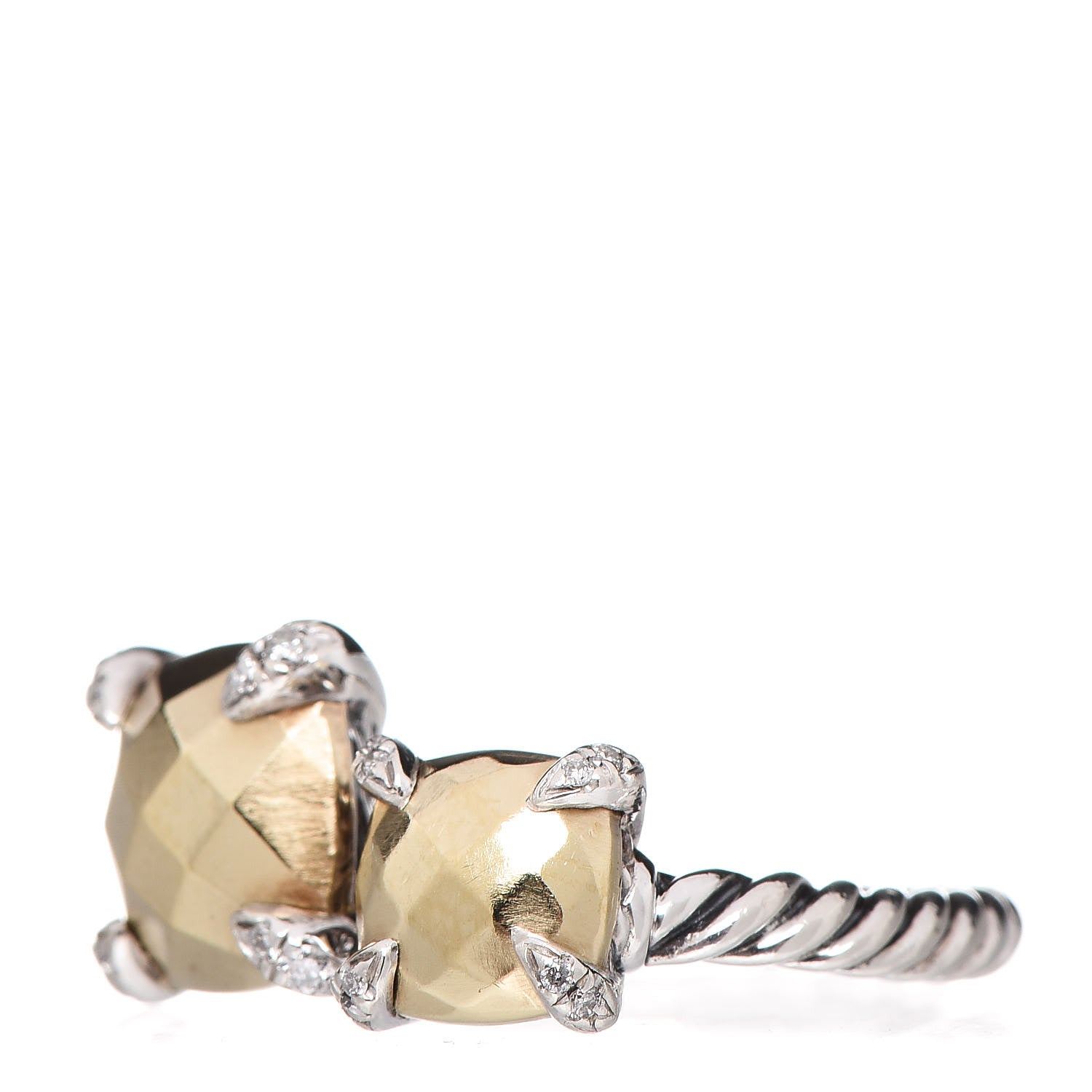 David Yurman Sterling Silver 18K Yellow Gold Diamond Chatelaine Bypass Ring 49 4.75 3 of 5