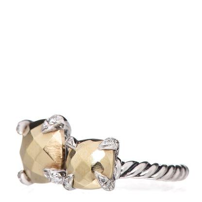 David Yurman Sterling Silver 18K Yellow Gold Diamond Chatelaine Bypass Ring 49 4.75 3 of 5