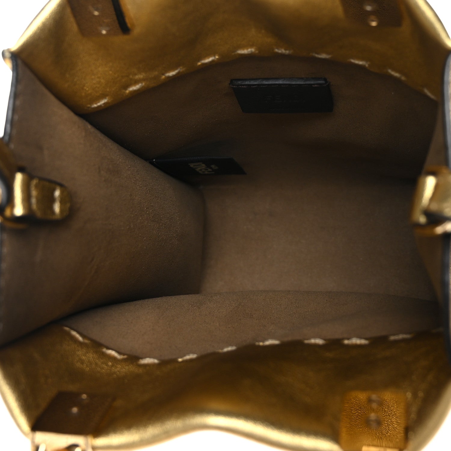 Fendi Vitello Catalan Mirror Plexiglass Mini Fendi Sunshine Shopper Tote Gold 5 of 9
