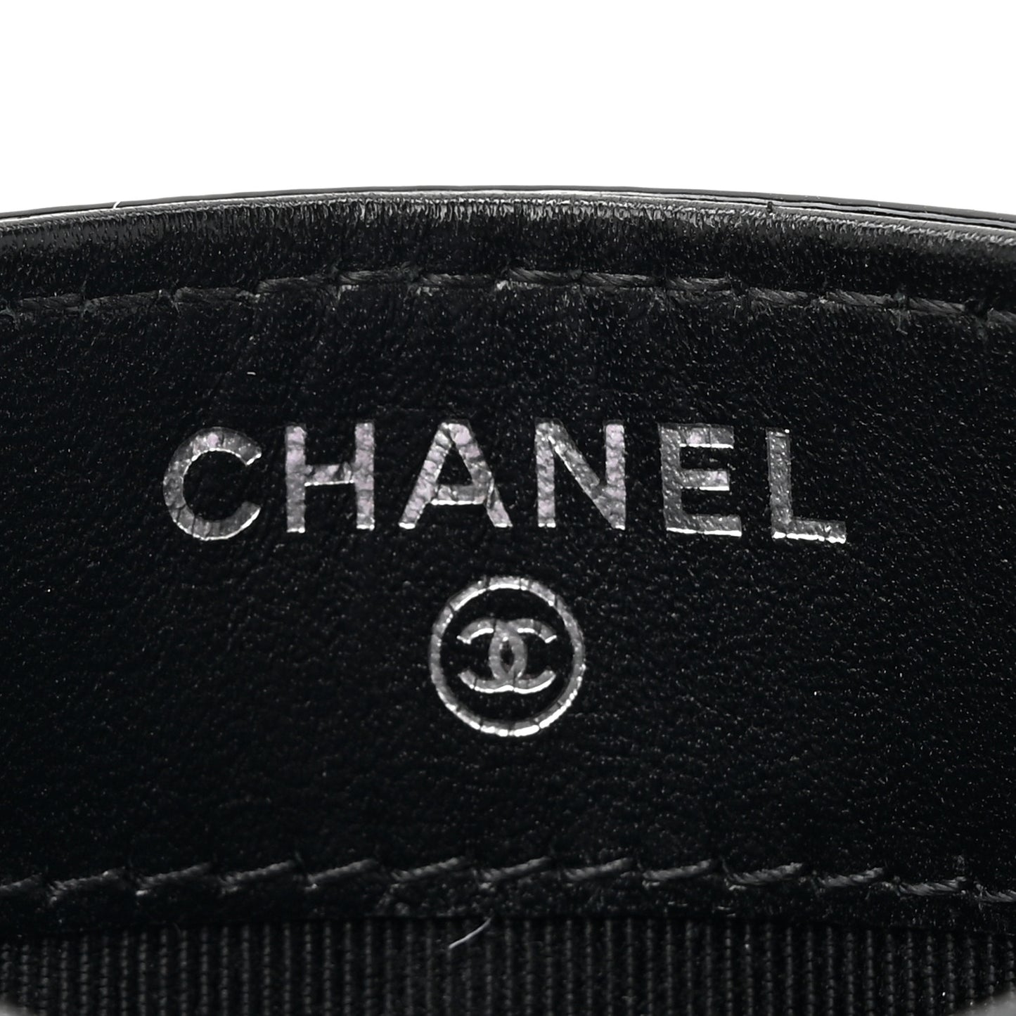 Patent Calfskin Quilted Card Holder Black