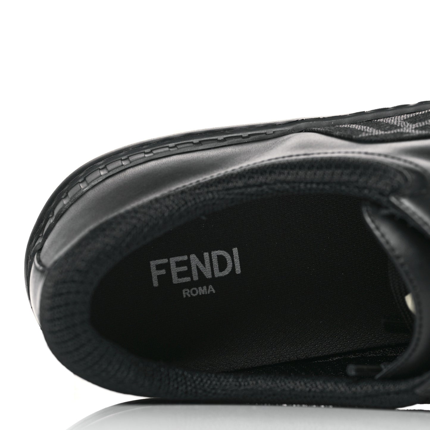 Fabric Jacquard Vitello Technical Fabric FF Mens Fendi Force Low Top Sneakers 12 Black