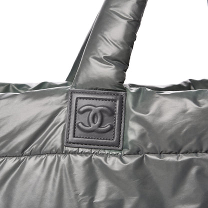 Chanel Nylon Quilted Reversible Coco Cocoon Tote Grey 10 of 10