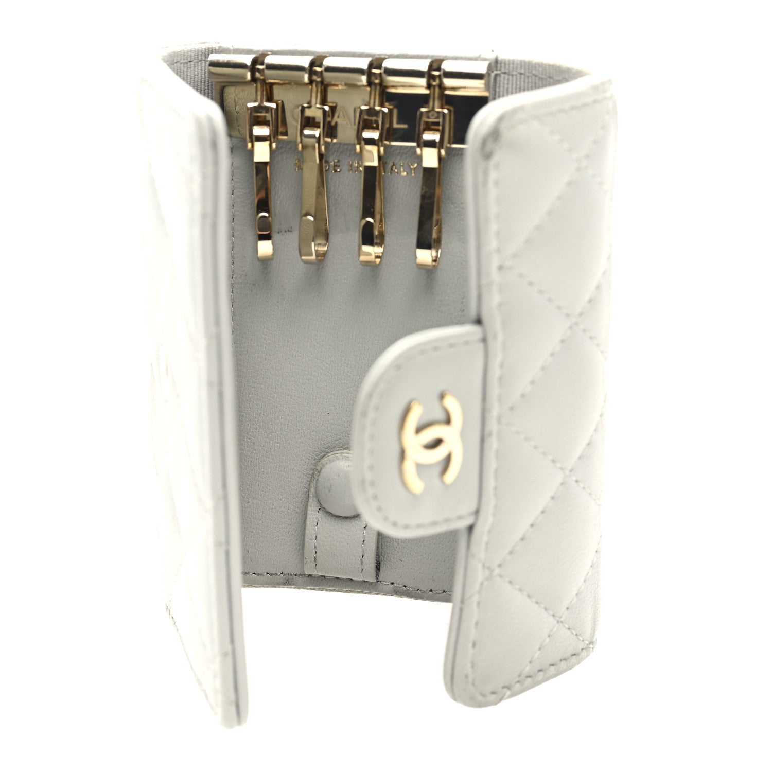 Chanel Lambskin Quilted Classic 4 Key Holder Wallet Grey 5 of 8