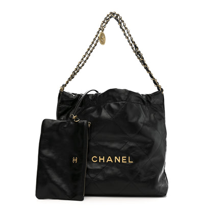 Chanel Shiny Calfskin Quilted Small Chanel 22 Black 3 of 11