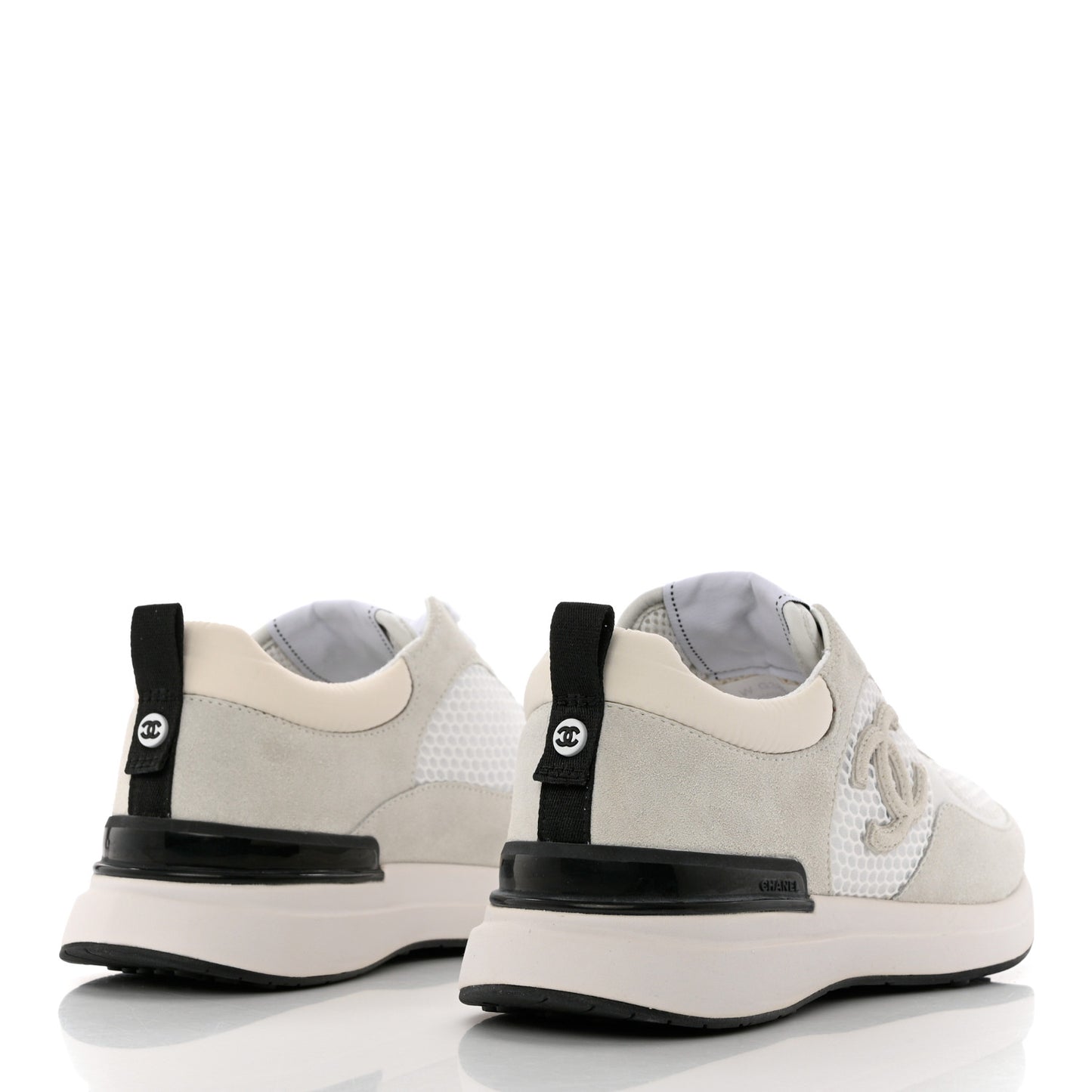 Calfskin Mesh Lycra Suede Womens Logo Sneakers 39 White