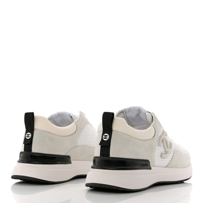 Chanel Calfskin Mesh Lycra Suede Womens Logo Sneakers 39 White 4 of 10