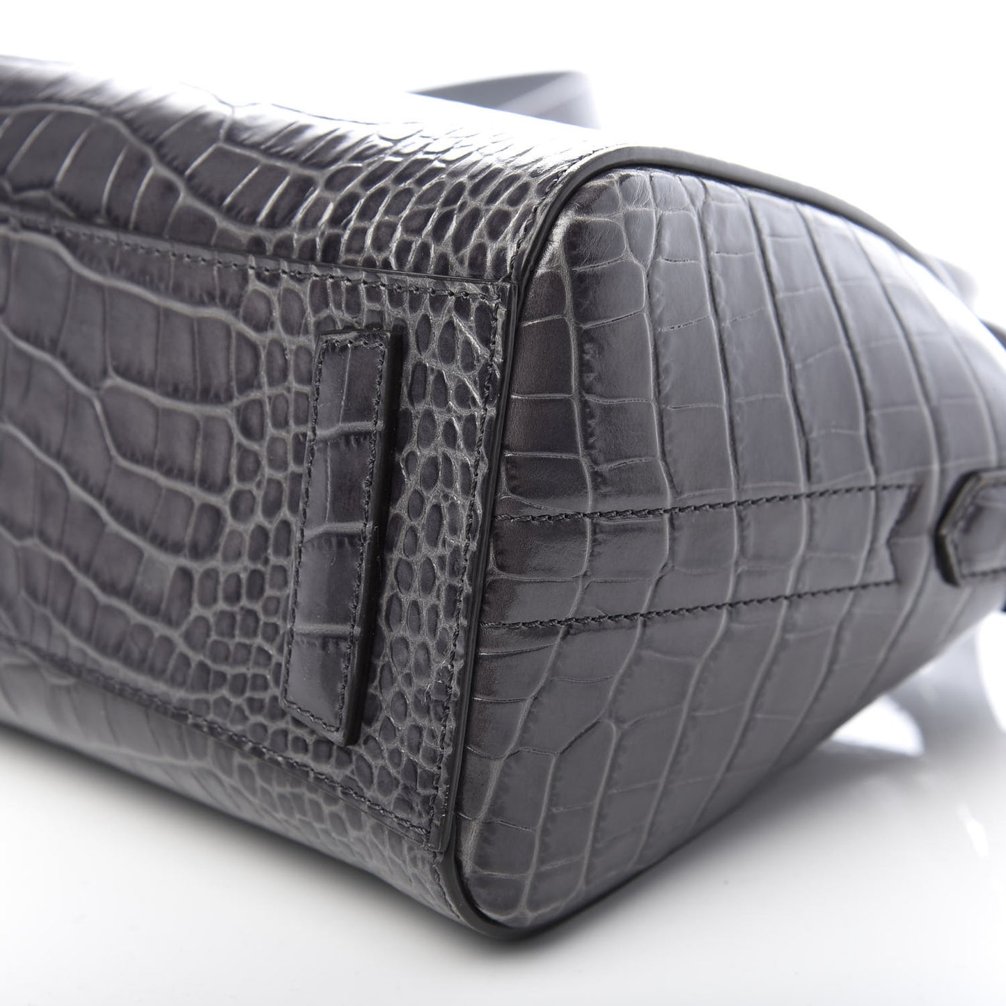 Calfskin Crocodile Embossed Mini Antigona Storm Grey