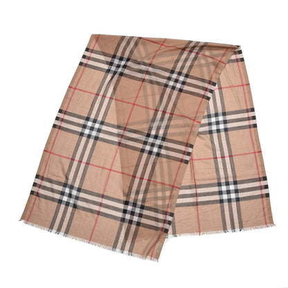 Burberry Wool Silk House Check Lightweight Scarf Camel 3 of 6