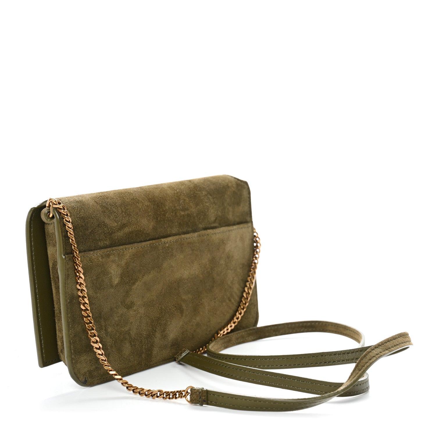 Saint Laurent Suede Monogram Phone Holder Crossbody Loden Green 3 of 10