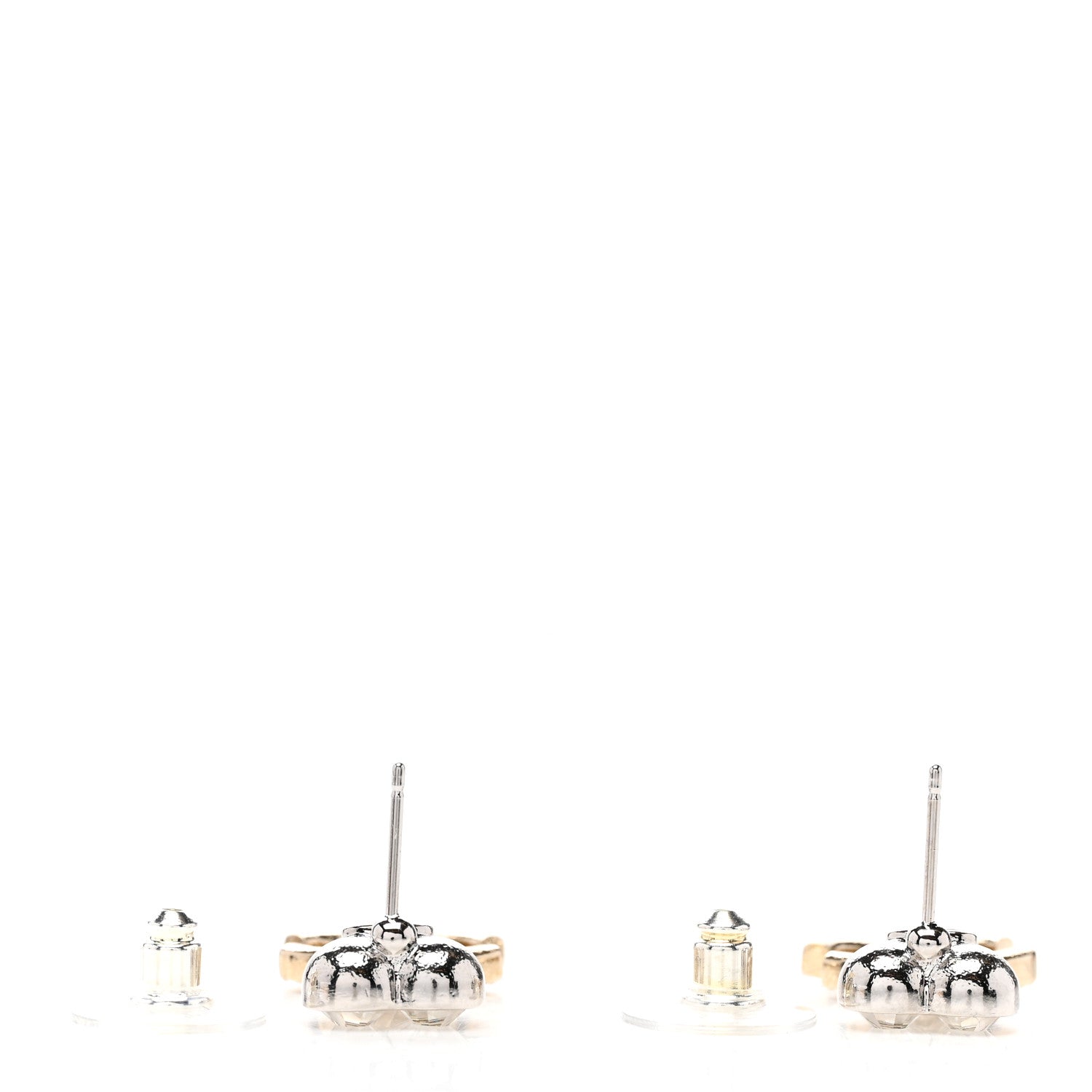 Chanel Crystal CC Heart Drop Earrings Gold Silver 3 of 4