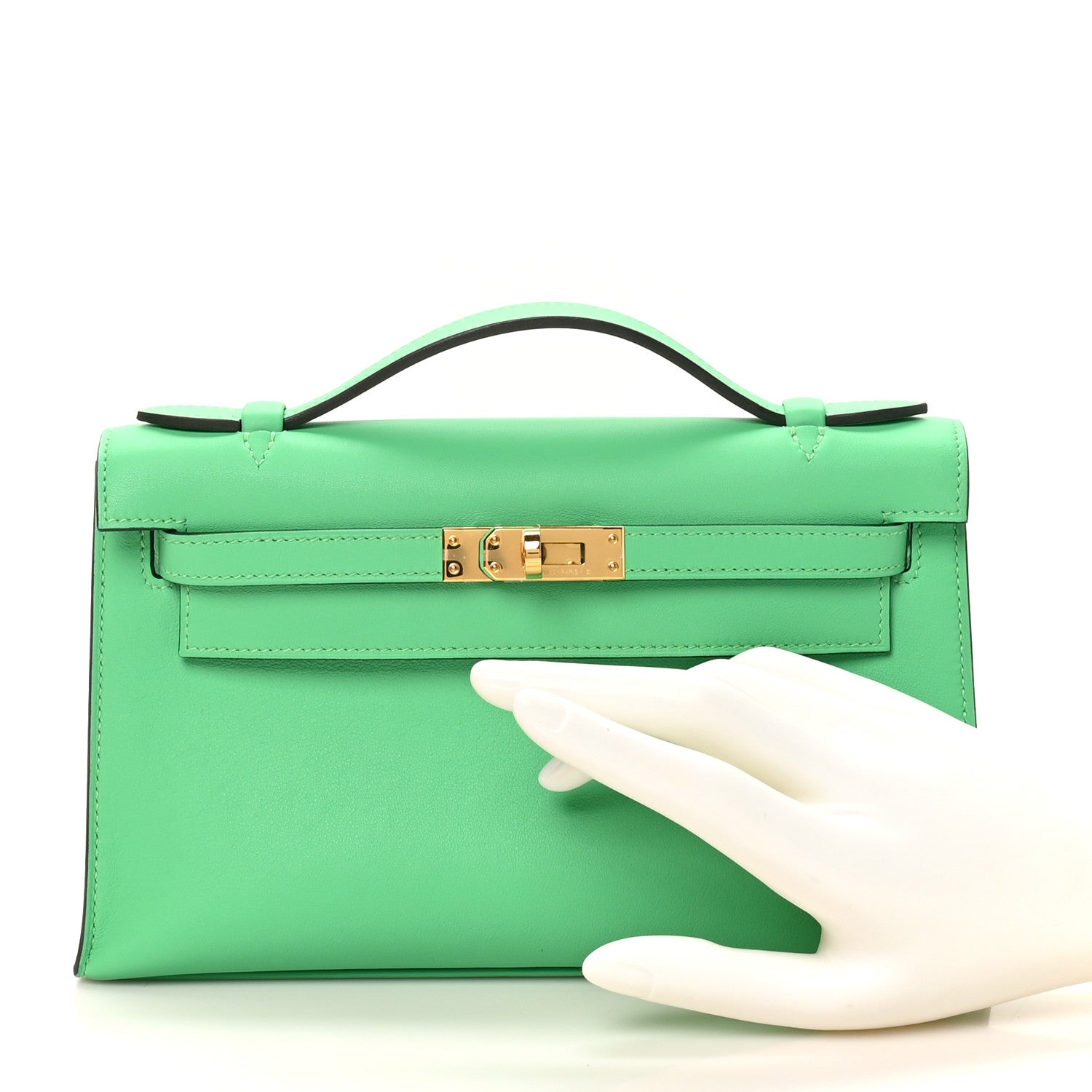 Hermes Swift Kelly Pochette Clutch Vert Comics 3 of 12