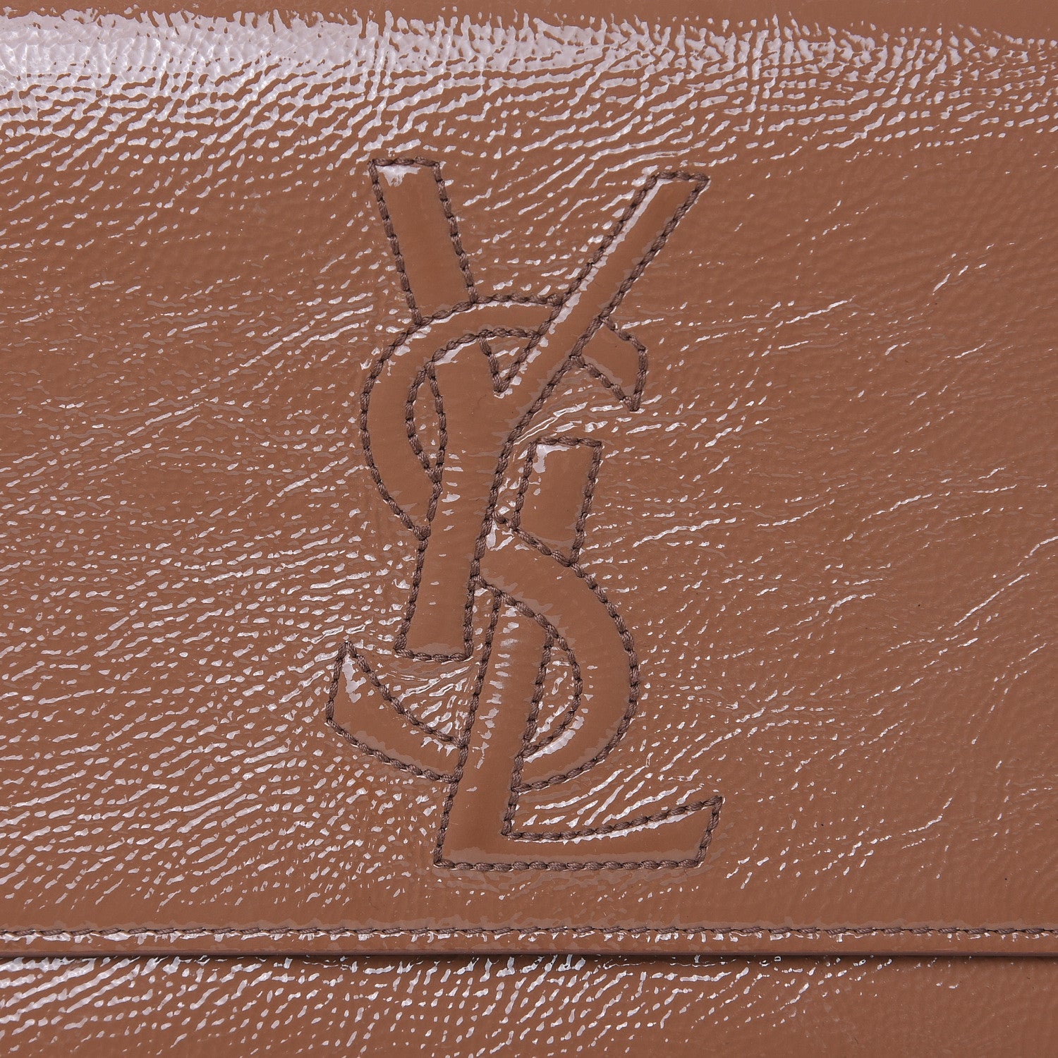 Saint Laurent Textured Patent Calfskin Monogram Large Belle De Jour Clutch Nude 9 of 14
