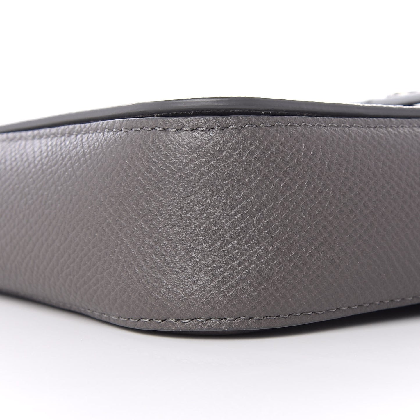 Grained Calfskin Strap Clutch Grey Blue